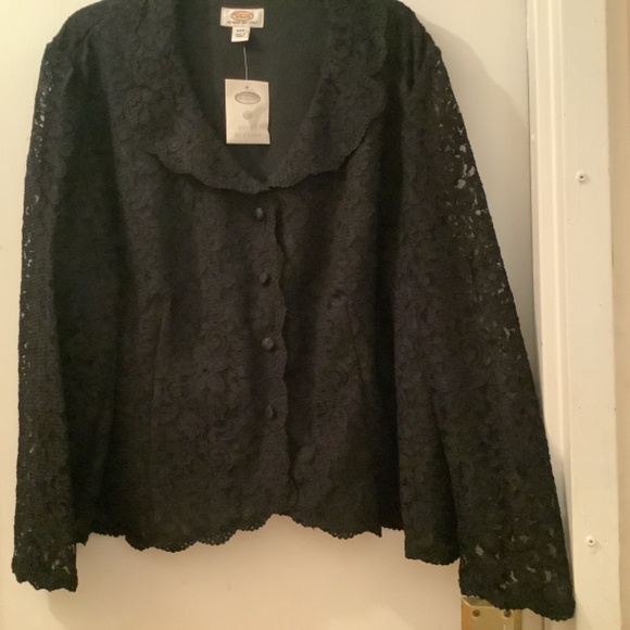 Plus size lace style collar long sleeve button down jacket top shirt blouse  NWT - Picture 7 of 11